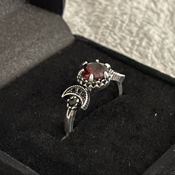 New Red Ruby Sterling Silver Eternity Goddess Moon Phase  Wiccan Ring - Picture 9 of 12